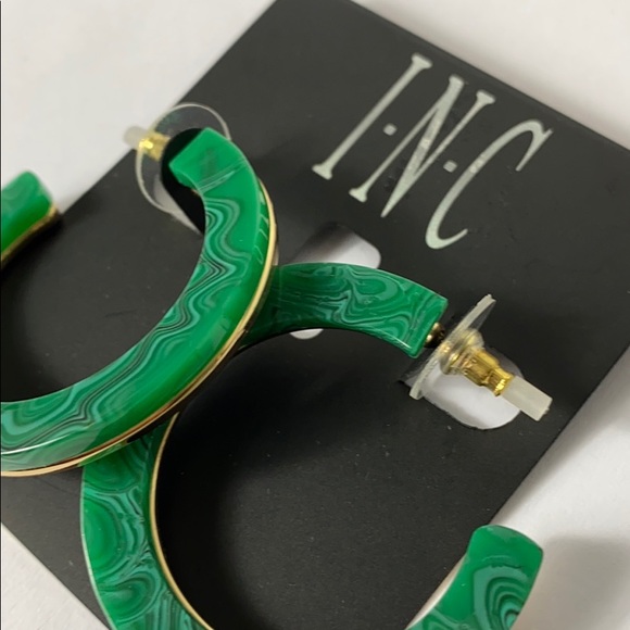 INC green hoop earrings - Picture 2 of 3